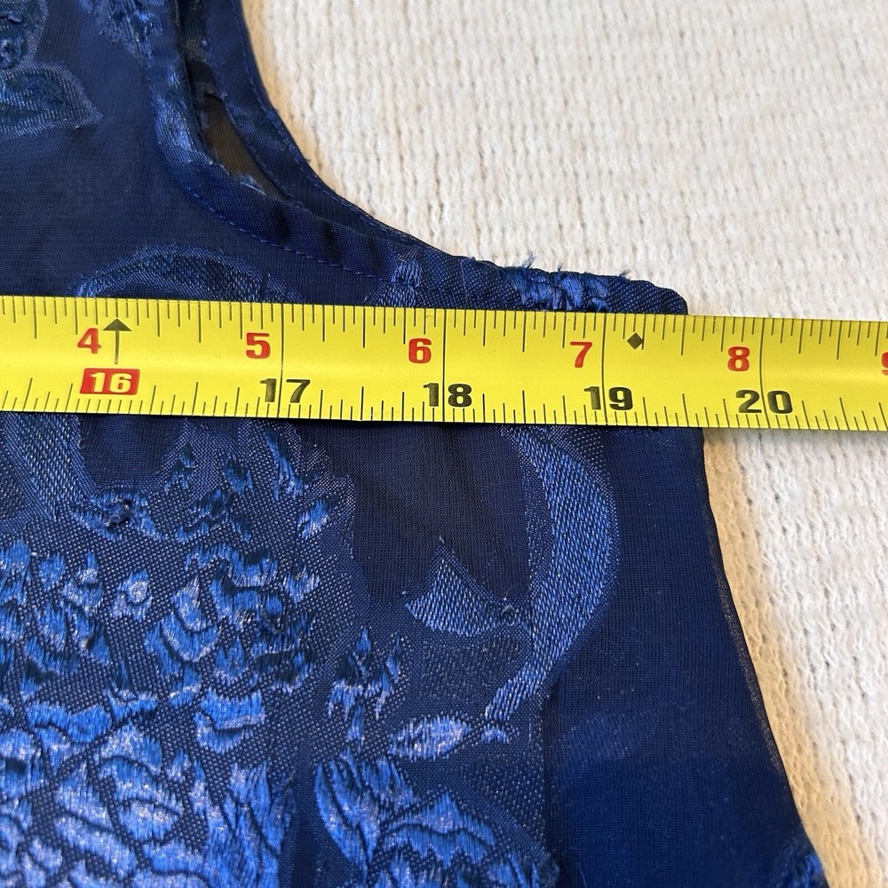 Vtg Victoria's Secret Gold Label Top Sz M Sheer Blue Floral Lace Sleeveless - Picture 5 of 9